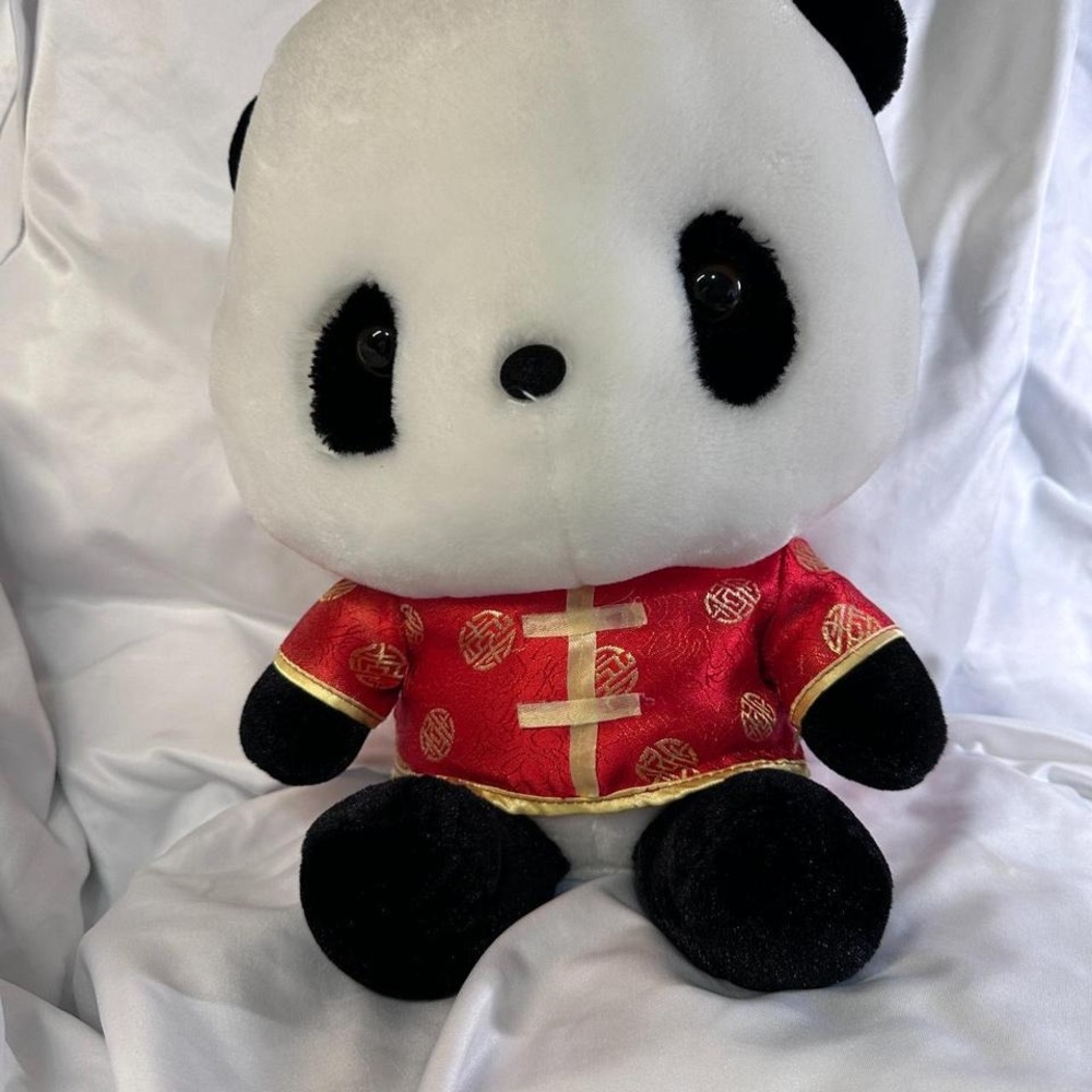 Panda Plush Stuffed Animal in Red Chinese Jacket